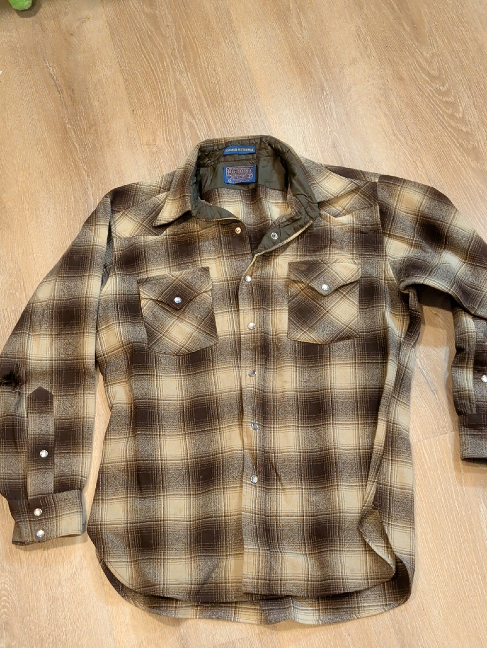 Pendleton Brown & Cream Plaid Snap-Front Western Shirt